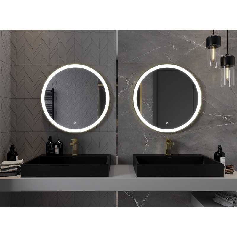 Mexen Esso lustro łazienkowe podświetlane, okragłe 70 cm, LED 6000K, antypara, rama złota - 9825-070-070-611-50