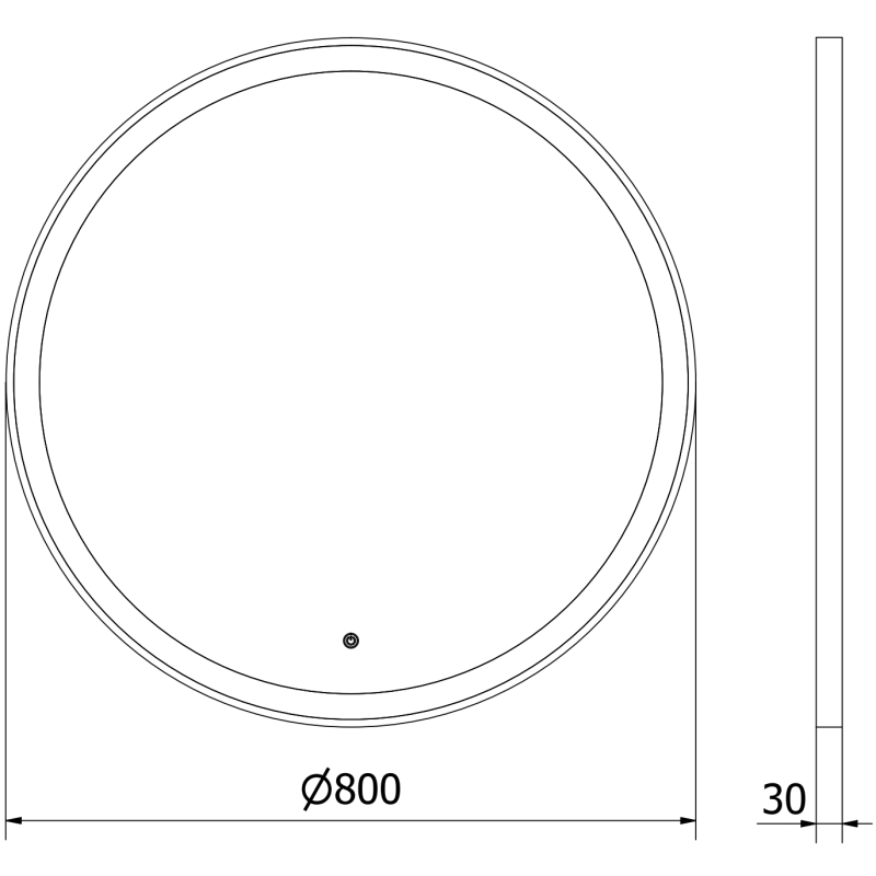 Mexen Esso lustro łazienkowe podświetlane, okragłe 80 cm, LED 6000K, antypara, rama czarna - 9825-080-080-611-70