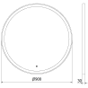 Mexen Esso lustro łazienkowe podświetlane, okragłe 90 cm, LED 6000K, antypara, rama czarna - 9825-090-090-611-70