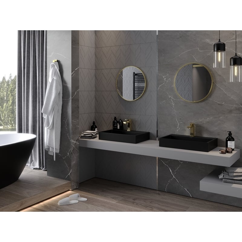 Mexen Loft lustro łazienkowe okragłe 30 cm, rama złota - 9850-030-030-000-50