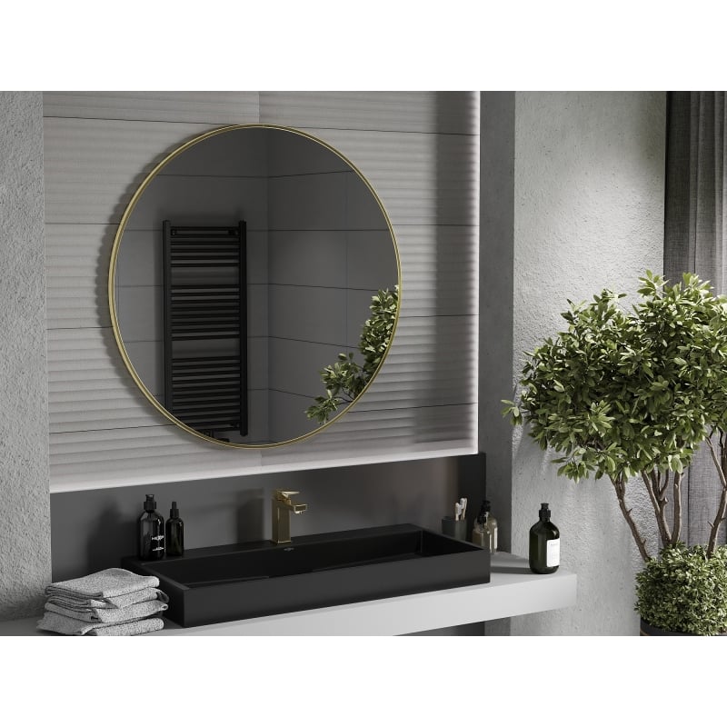 Mexen Loft lustro łazienkowe okragłe 100 cm, rama złota - 9850-100-100-000-50