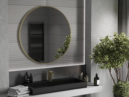 Mexen Loft lustro łazienkowe okragłe 100 cm, rama złota - 9850-100-100-000-50