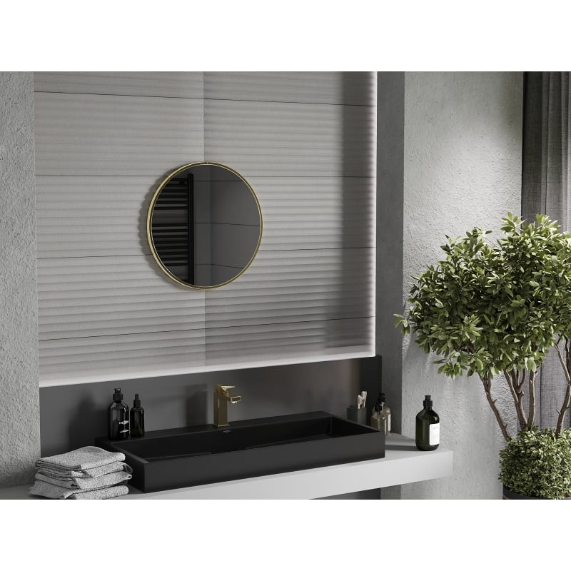 Mexen Loft lustro łazienkowe okragłe 35 cm, rama złota - 9850-035-035-000-50