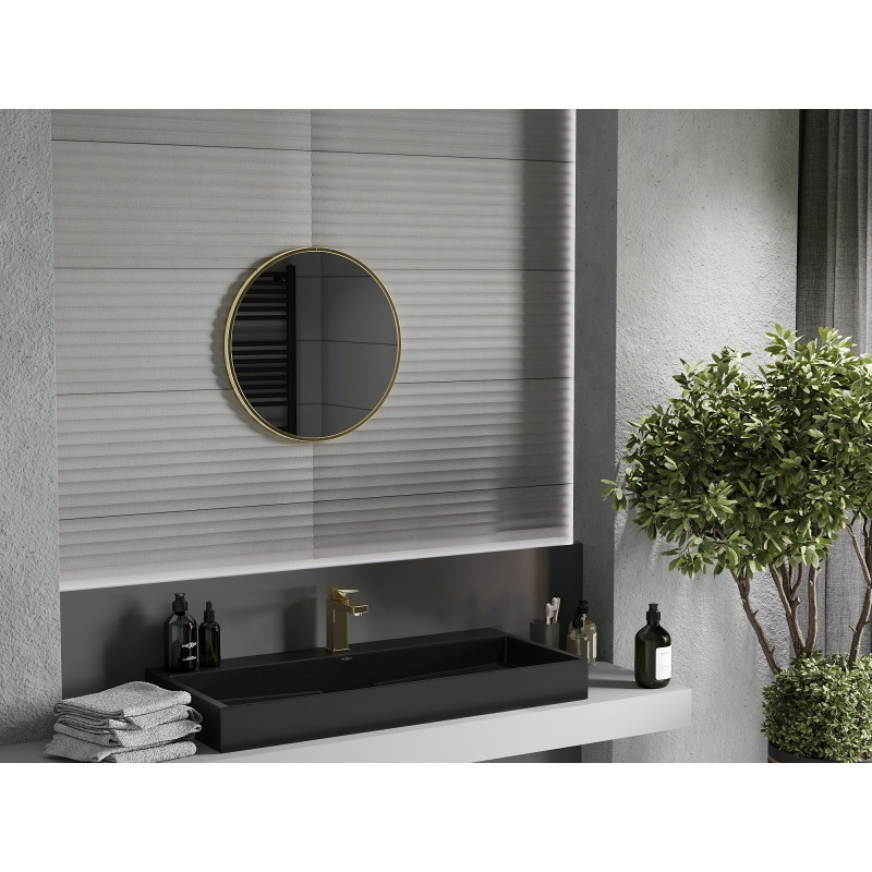 Mexen Loft lustro łazienkowe okragłe 40 cm, rama złota - 9850-040-040-000-50