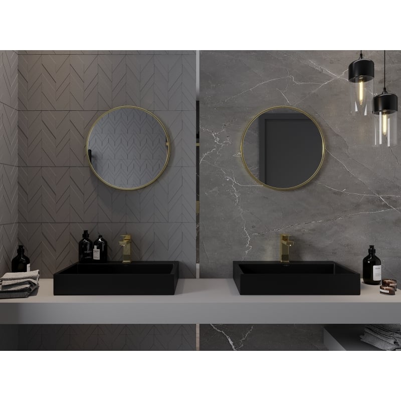 Mexen Loft lustro łazienkowe okragłe 40 cm, rama złota - 9850-040-040-000-50