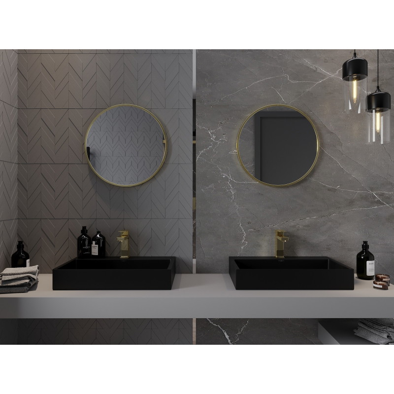 Mexen Loft lustro łazienkowe okragłe 45 cm, rama złota - 9850-045-045-000-50