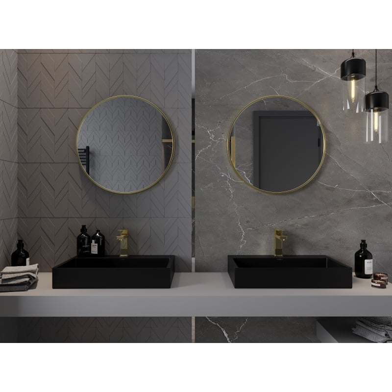 Mexen Loft lustro łazienkowe okragłe 60 cm, rama złota - 9850-060-060-000-50
