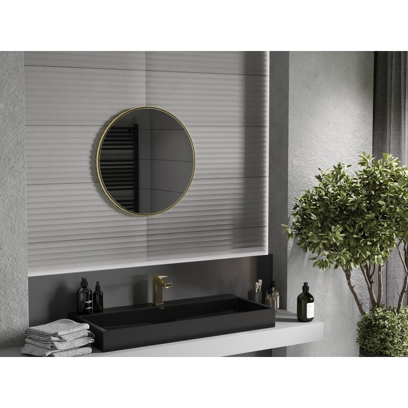 Mexen Loft lustro łazienkowe okragłe 65 cm, rama złota - 9850-065-065-000-50