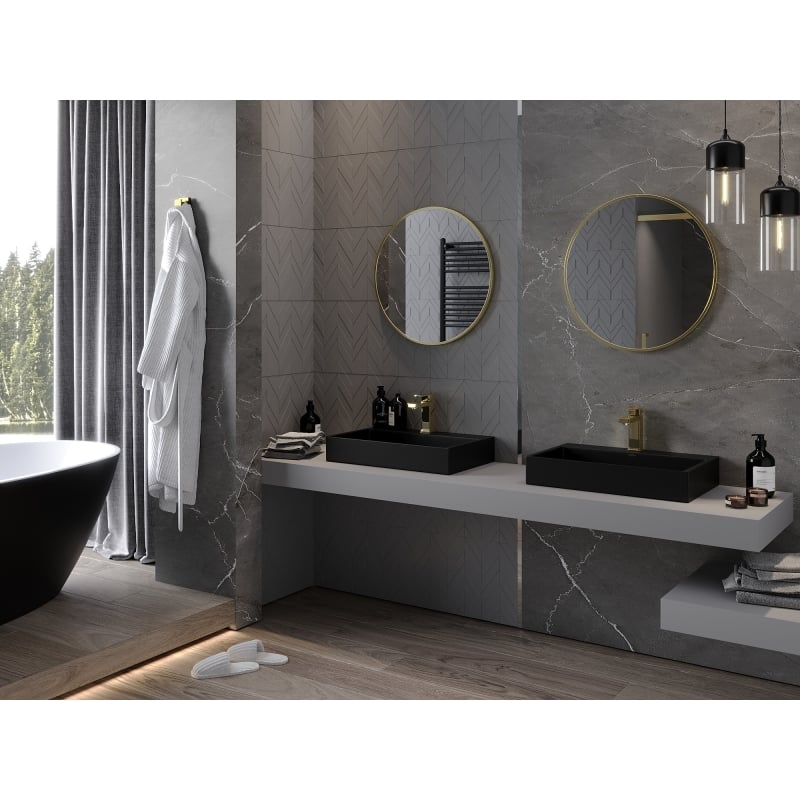 Mexen Loft lustro łazienkowe okragłe 65 cm, rama złota - 9850-065-065-000-50