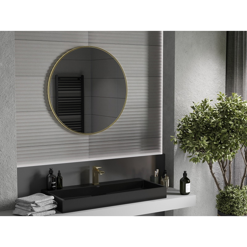 Mexen Loft lustro łazienkowe okragłe 80 cm, rama złota - 9850-080-080-000-50