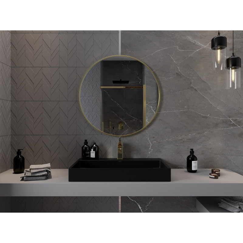 Mexen Loft lustro łazienkowe okragłe 85 cm, rama złota - 9850-085-085-000-50