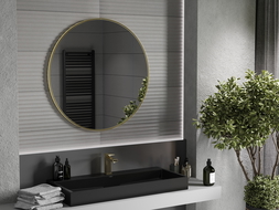 Mexen Loft lustro łazienkowe okragłe 90 cm, rama złota - 9850-090-090-000-50