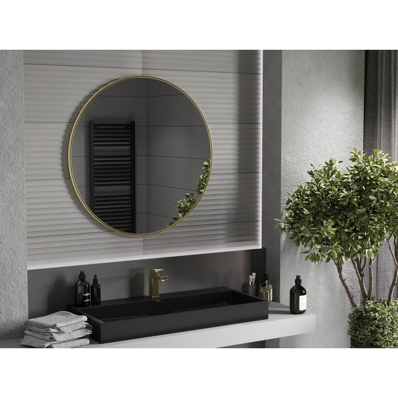 Mexen Loft lustro łazienkowe okragłe 95 cm, rama złota - 9850-095-095-000-50