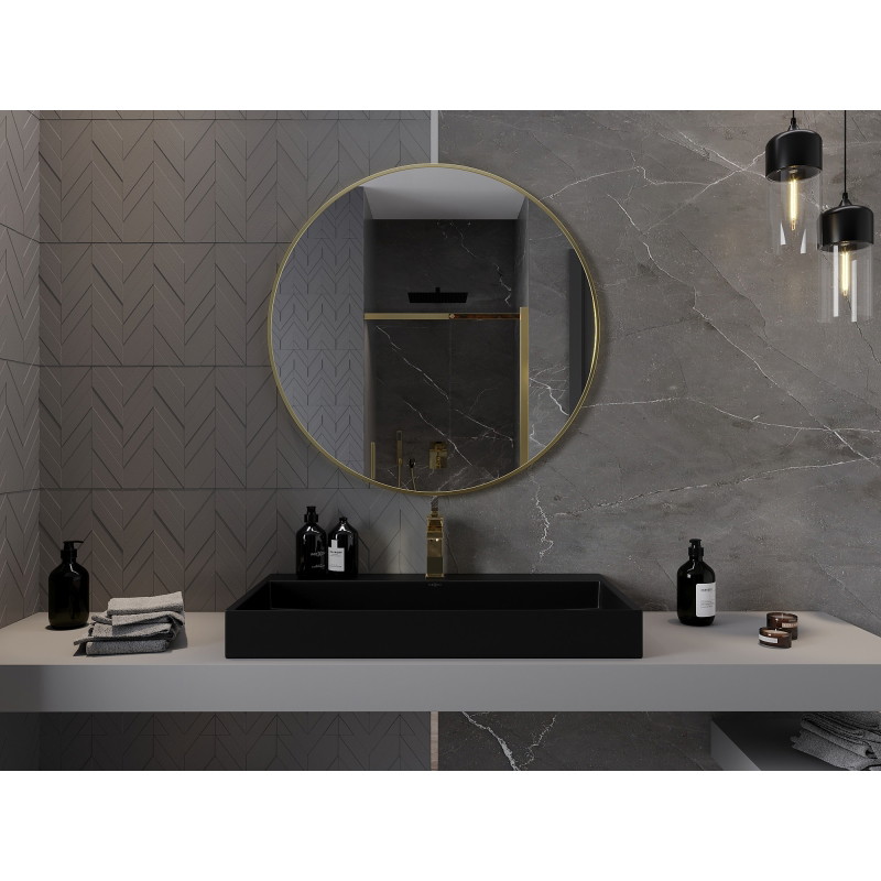 Mexen Loft lustro łazienkowe okragłe 95 cm, rama złota - 9850-095-095-000-50
