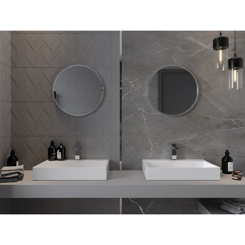 Mexen Loft lustro łazienkowe okragłe 30 cm, rama inox - 9850-030-030-000-10