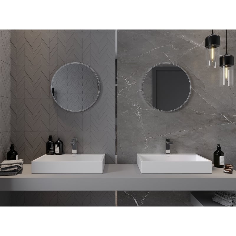 Mexen Loft lustro łazienkowe okragłe 40 cm, rama inox - 9850-040-040-000-10