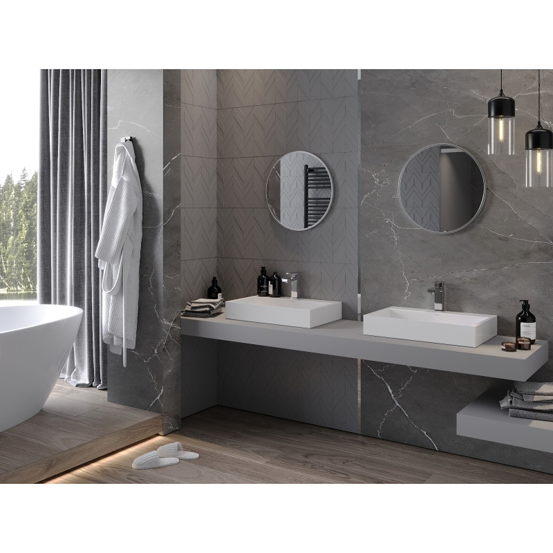 Mexen Loft lustro łazienkowe okragłe 50 cm, rama inox - 9850-050-050-000-10