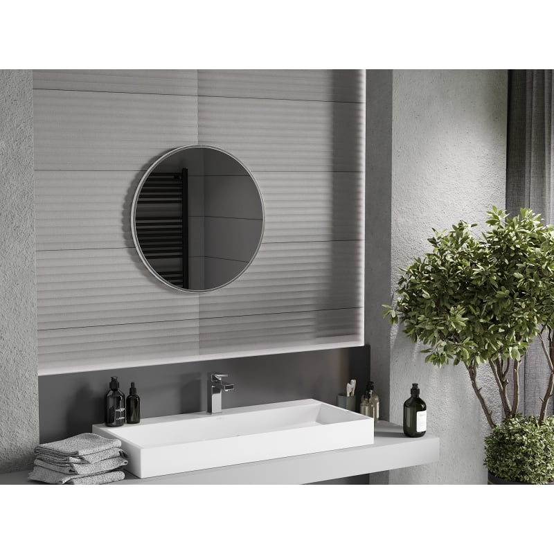 Mexen Loft lustro łazienkowe okragłe 60 cm, rama inox - 9850-060-060-000-10