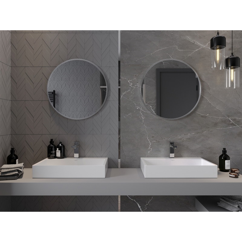 Mexen Loft lustro łazienkowe okragłe 60 cm, rama inox - 9850-060-060-000-10