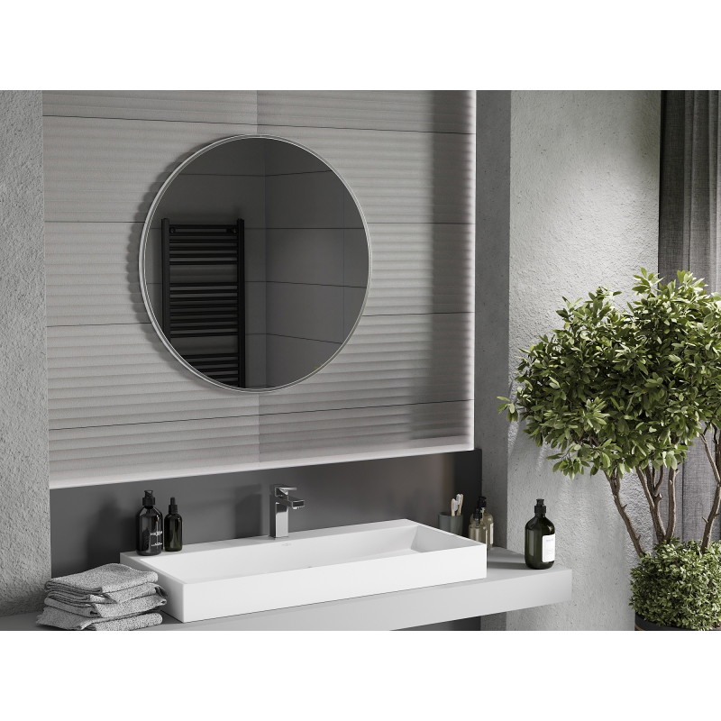 Mexen Loft lustro łazienkowe okragłe 80 cm, rama inox - 9850-080-080-000-10