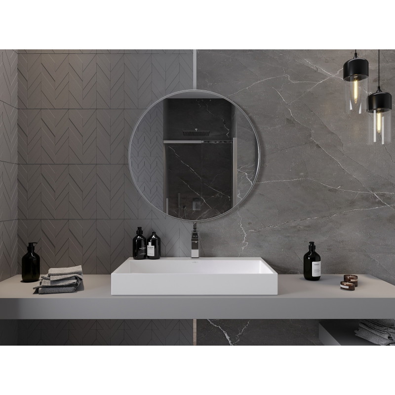 Mexen Loft lustro łazienkowe okragłe 80 cm, rama inox - 9850-080-080-000-10