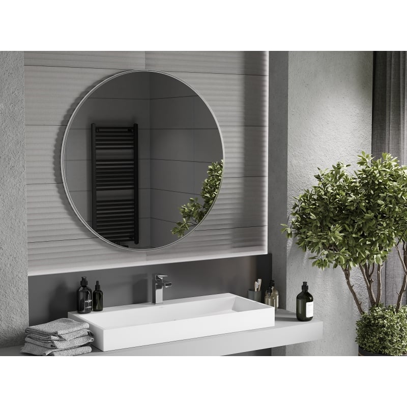 Mexen Loft lustro łazienkowe okragłe 100 cm, rama inox - 9850-100-100-000-10