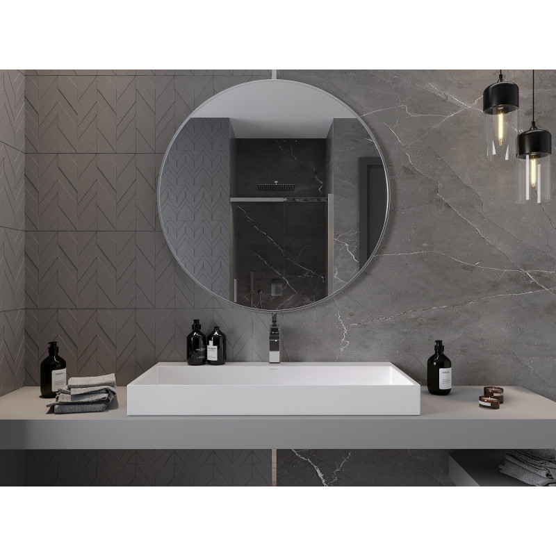 Mexen Loft lustro łazienkowe okragłe 100 cm, rama inox - 9850-100-100-000-10