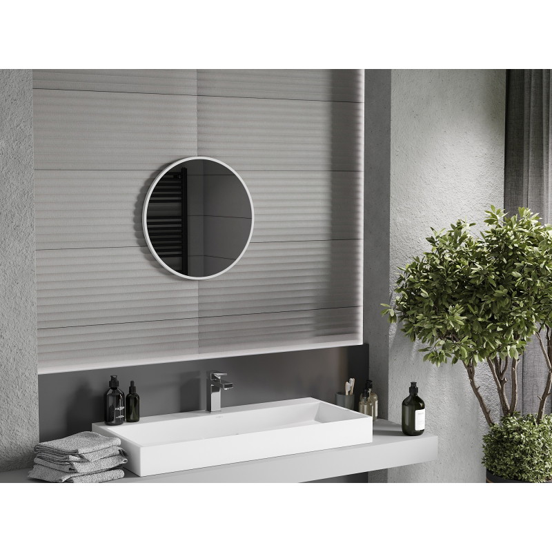 Mexen Loft lustro łazienkowe okragłe 40 cm, rama biała - 9850-040-040-000-20