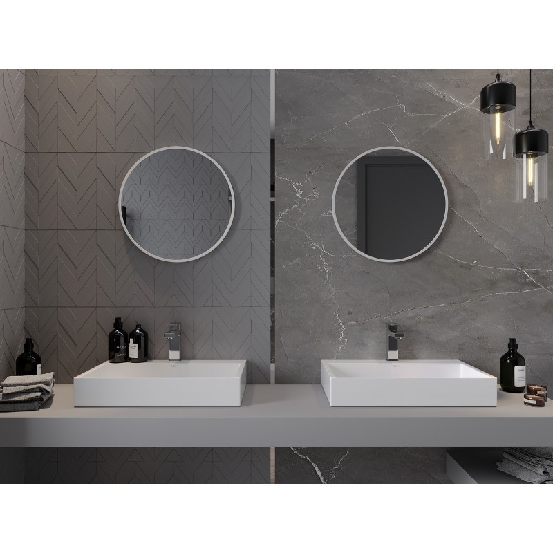 Mexen Loft lustro łazienkowe okragłe 50 cm, rama biała - 9850-050-050-000-20