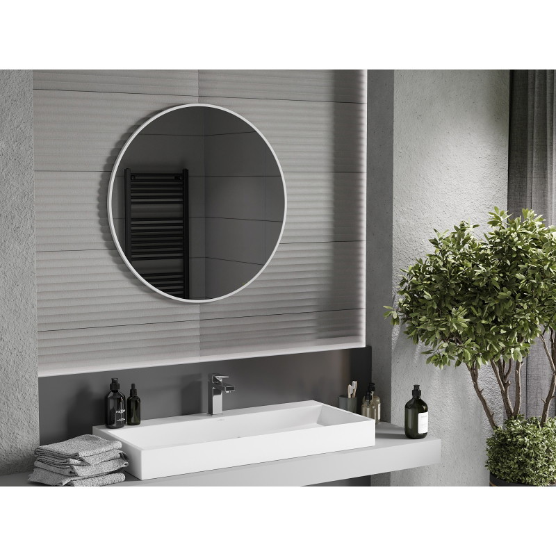 Mexen Loft lustro łazienkowe okragłe 80 cm, rama biała - 9850-080-080-000-20
