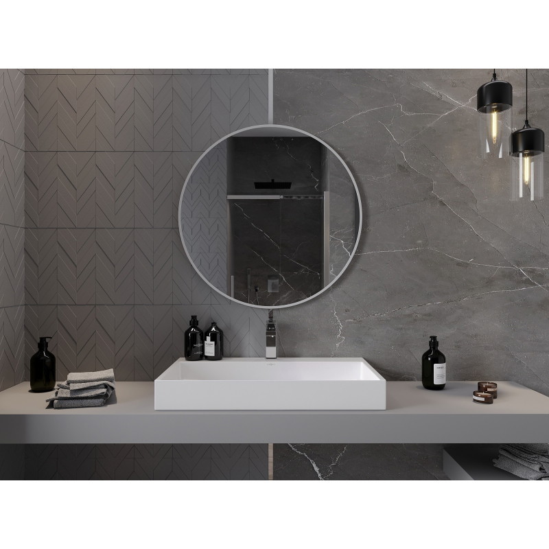 Mexen Loft lustro łazienkowe okragłe 80 cm, rama biała - 9850-080-080-000-20