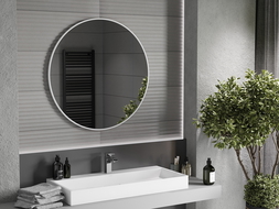 Mexen Loft lustro łazienkowe okragłe 90 cm, rama biała - 9850-090-090-000-20