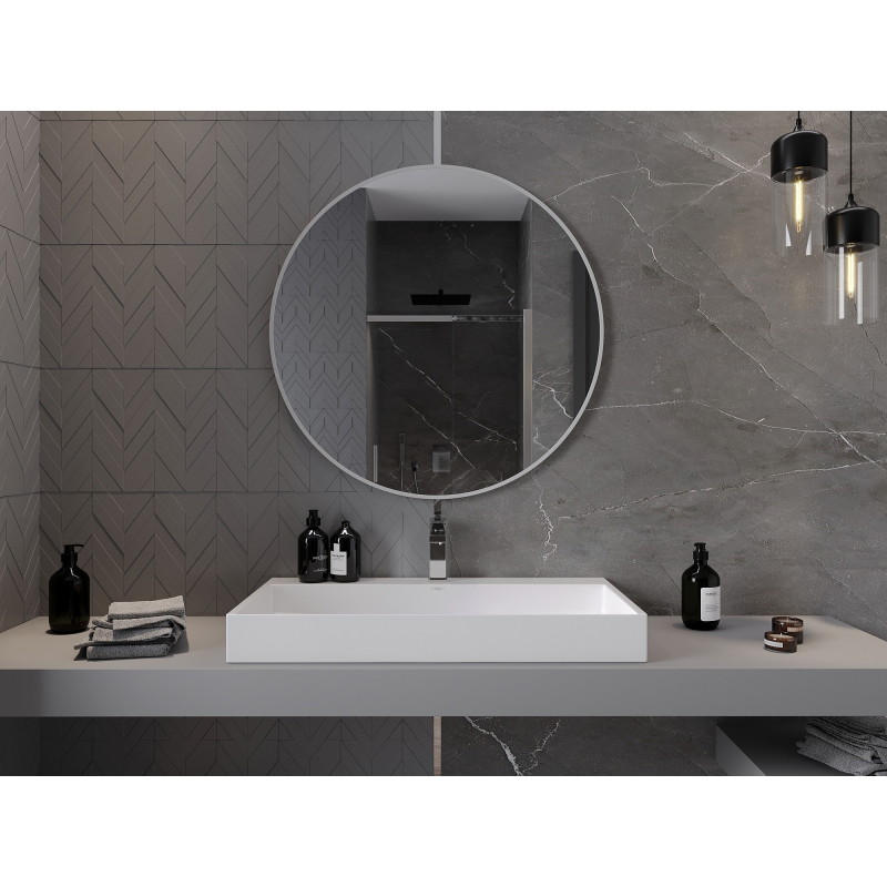Mexen Loft lustro łazienkowe okragłe 90 cm, rama biała - 9850-090-090-000-20