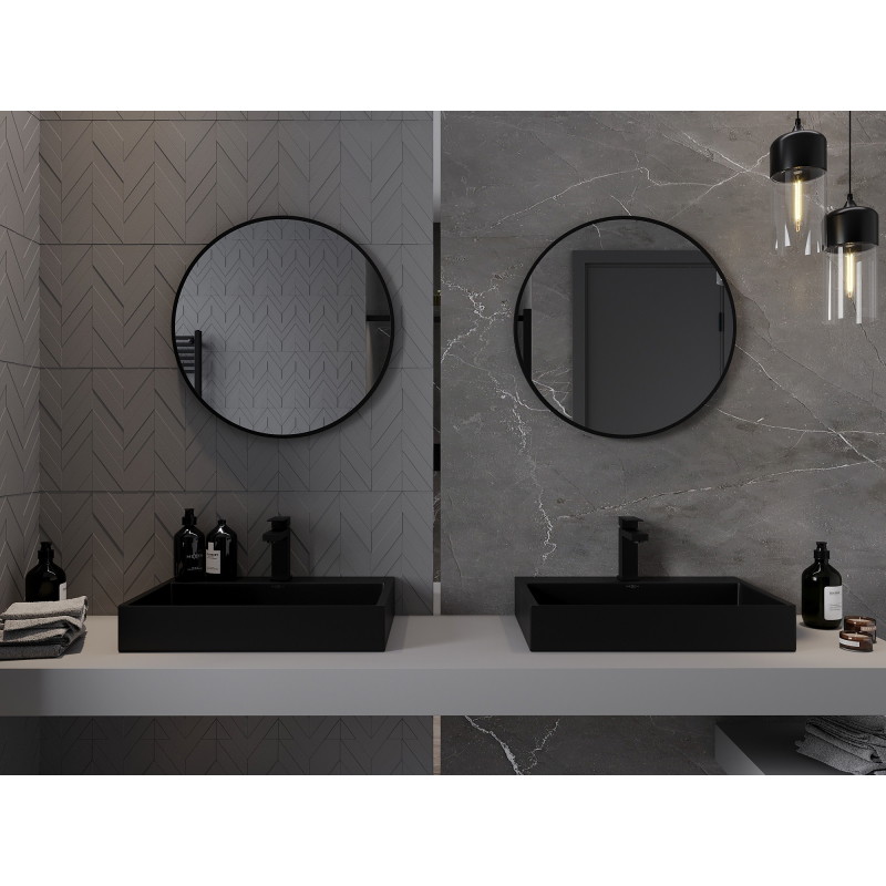 Mexen Loft lustro łazienkowe okragłe 65 cm, rama czarna - 9850-065-065-000-70