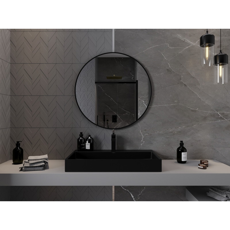 Mexen Loft lustro łazienkowe okragłe 80 cm, rama czarna - 9850-080-080-000-70