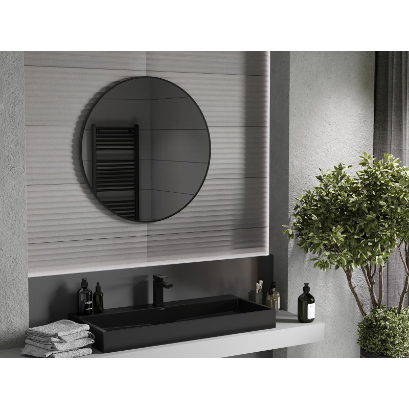Mexen Loft lustro łazienkowe okragłe 85 cm, rama czarna - 9850-085-085-000-70