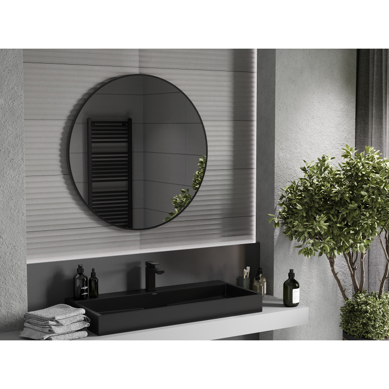 Mexen Loft lustro łazienkowe okragłe 90 cm, rama czarna - 9850-090-090-000-70