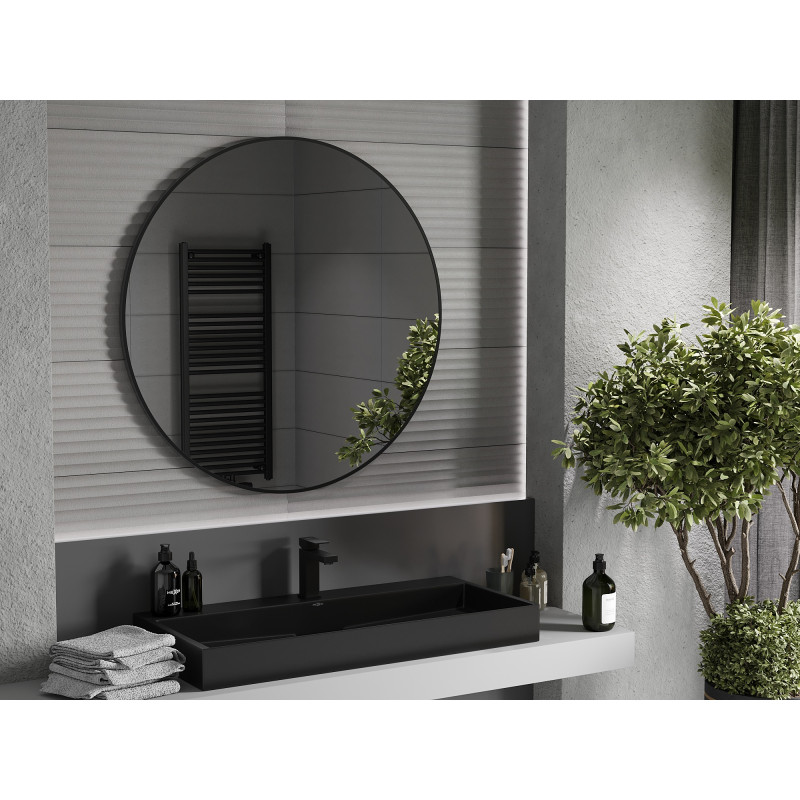 Mexen Loft lustro łazienkowe okragłe 100 cm, rama czarna - 9850-100-100-000-70