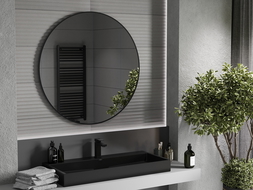 Mexen Loft lustro łazienkowe okragłe 100 cm, rama czarna - 9850-100-100-000-70