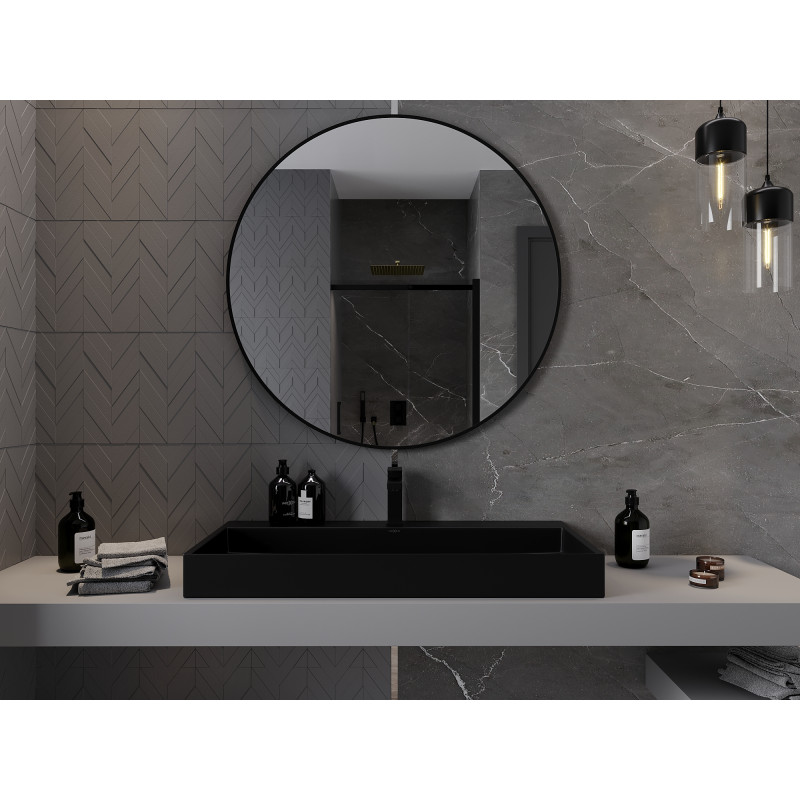 Mexen Loft lustro łazienkowe okragłe 100 cm, rama czarna - 9850-100-100-000-70