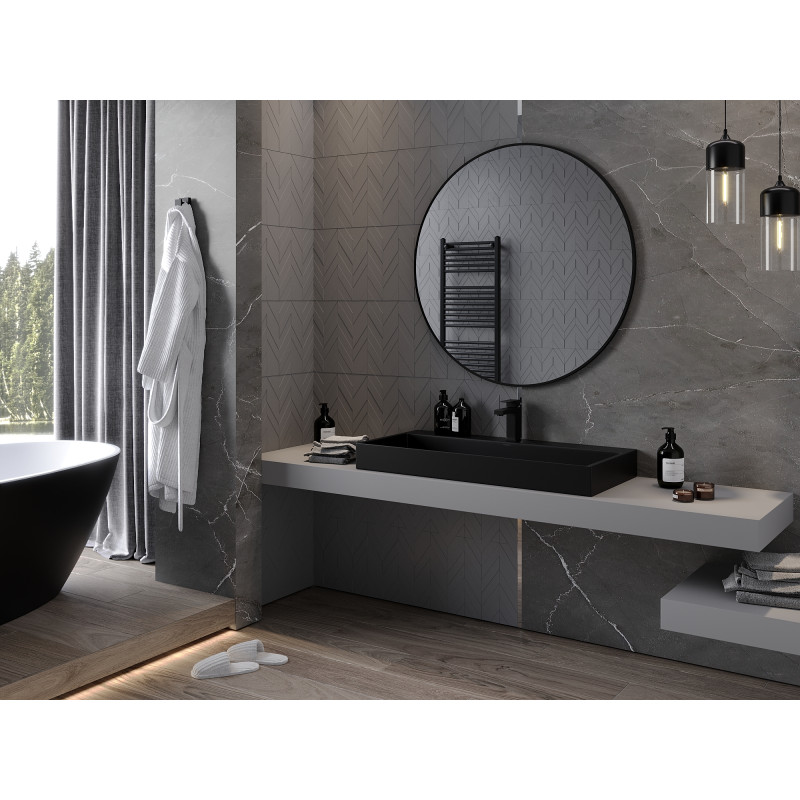 Mexen Loft lustro łazienkowe okragłe 100 cm, rama czarna - 9850-100-100-000-70
