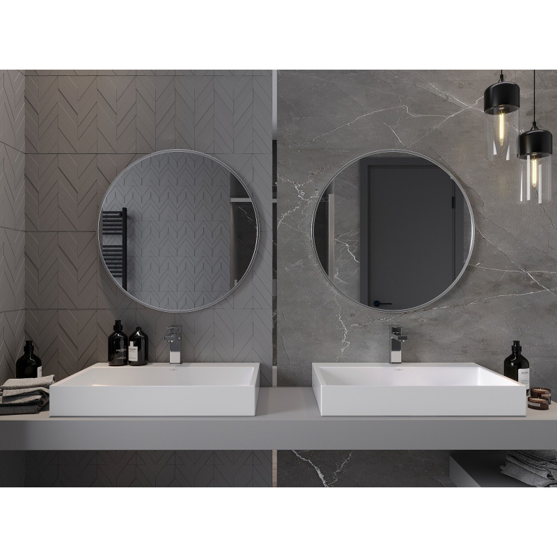 Mexen Loft lustro łazienkowe okragłe 70 cm, rama inox - 9850-070-070-000-10