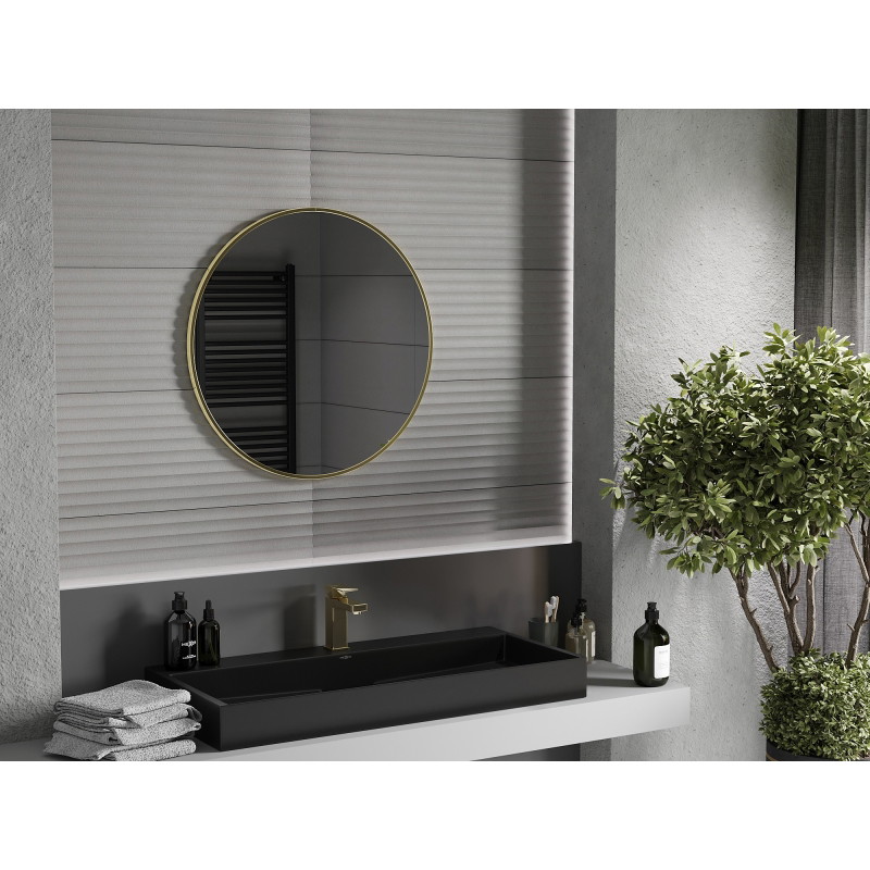 Mexen Loft lustro łazienkowe okragłe 75 cm, rama złota - 9850-075-075-000-50
