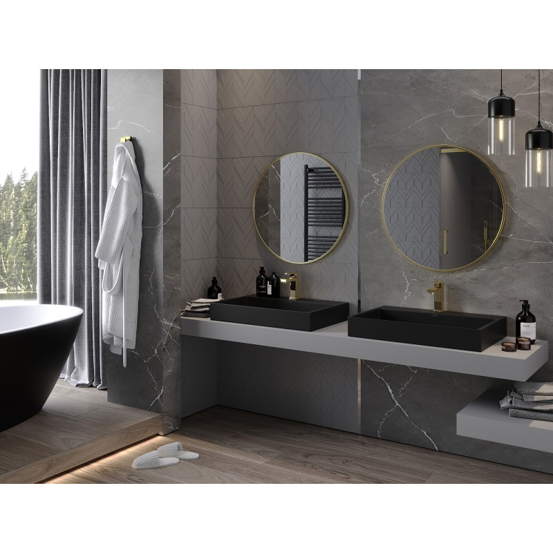 Mexen Loft lustro łazienkowe okragłe 75 cm, rama złota - 9850-075-075-000-50