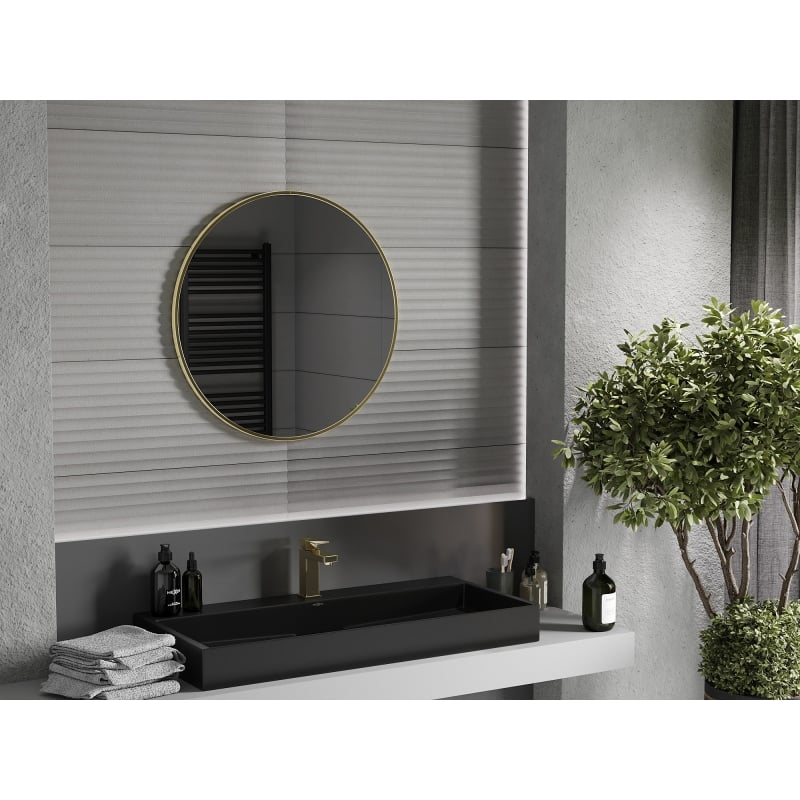 Mexen Loft lustro łazienkowe okragłe 70 cm, rama złota - 9850-070-070-000-50