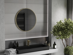 Mexen Loft lustro łazienkowe okragłe 70 cm, rama złota - 9850-070-070-000-50