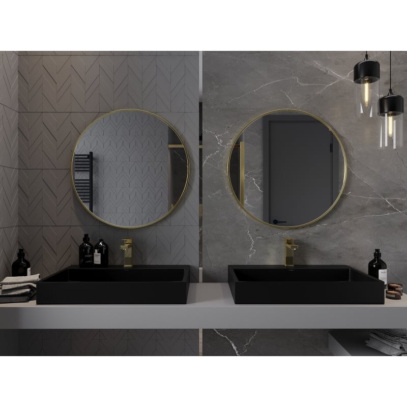 Mexen Loft lustro łazienkowe okragłe 70 cm, rama złota - 9850-070-070-000-50