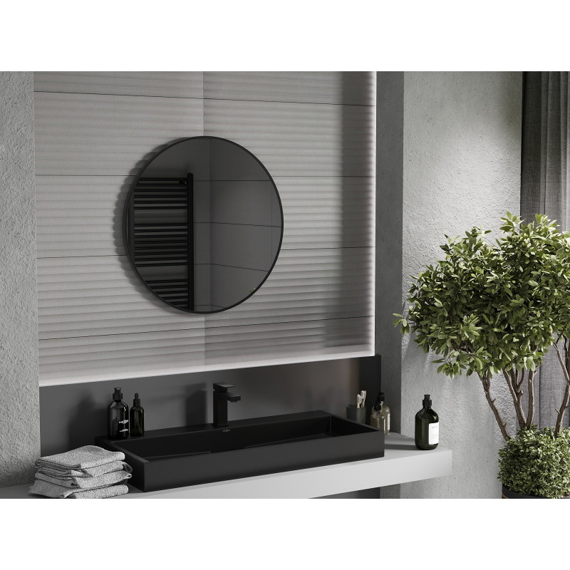 Mexen Loft lustro łazienkowe okragłe 75 cm, rama czarna - 9850-075-075-000-70