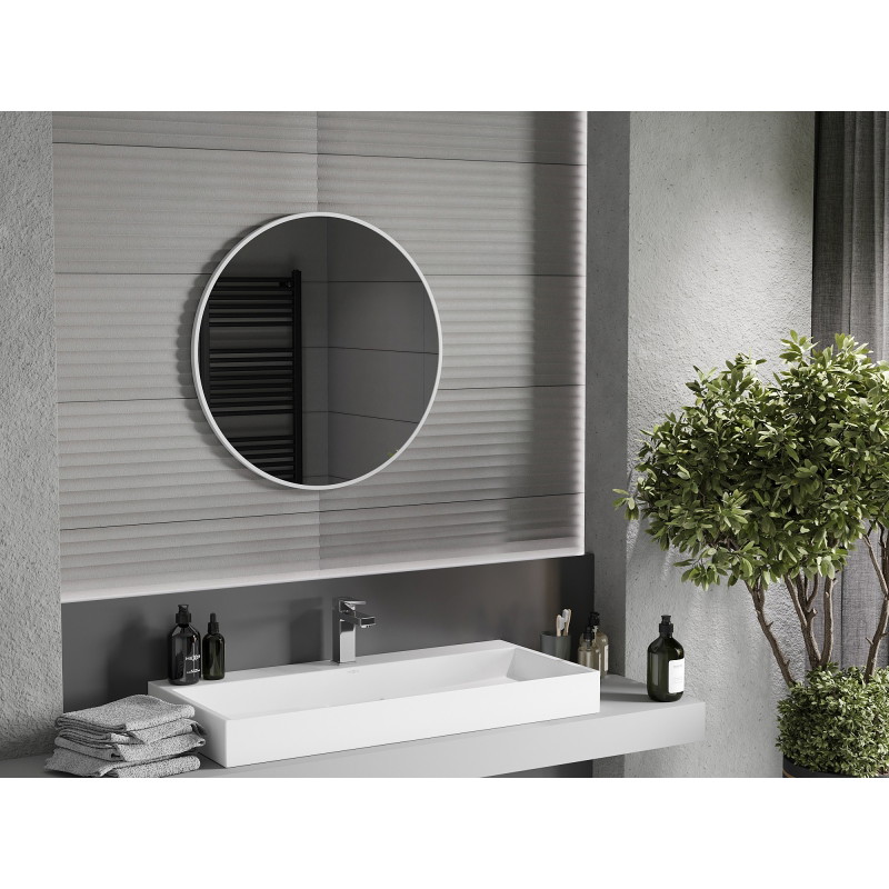 Mexen Loft lustro łazienkowe okragłe 70 cm, rama biała - 9850-070-070-000-20
