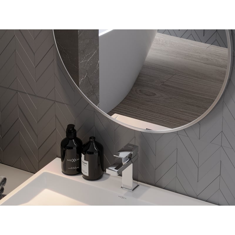 Mexen Loft lustro łazienkowe okragłe 80 cm, rama inox - 9850-080-080-000-10